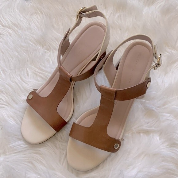 Preston & York Faye Leather T-Strap Block Heel Dress Sandals Sz 10 - Picture 4 of 12